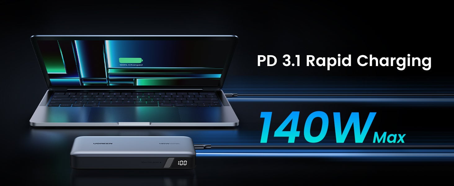 Ugreen 145W | 25000mAh Banque de Puissance pour Ordinateur Portable-3 Ports