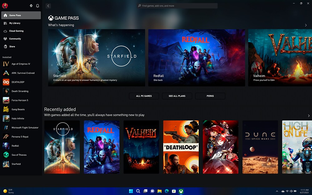 Biblioth&egrave;que de jeux ouverte dans une page d&rsquo;accueil Windows.