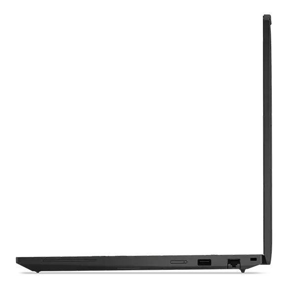 Ordinateur portable Lenovo ThinkPad T16 Gen 3 (16'' Intel) — vue latérale droite, capot ouvert.