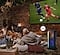 People are watching a soccer game with Sound Tower connected to the TV via Bluetooth.