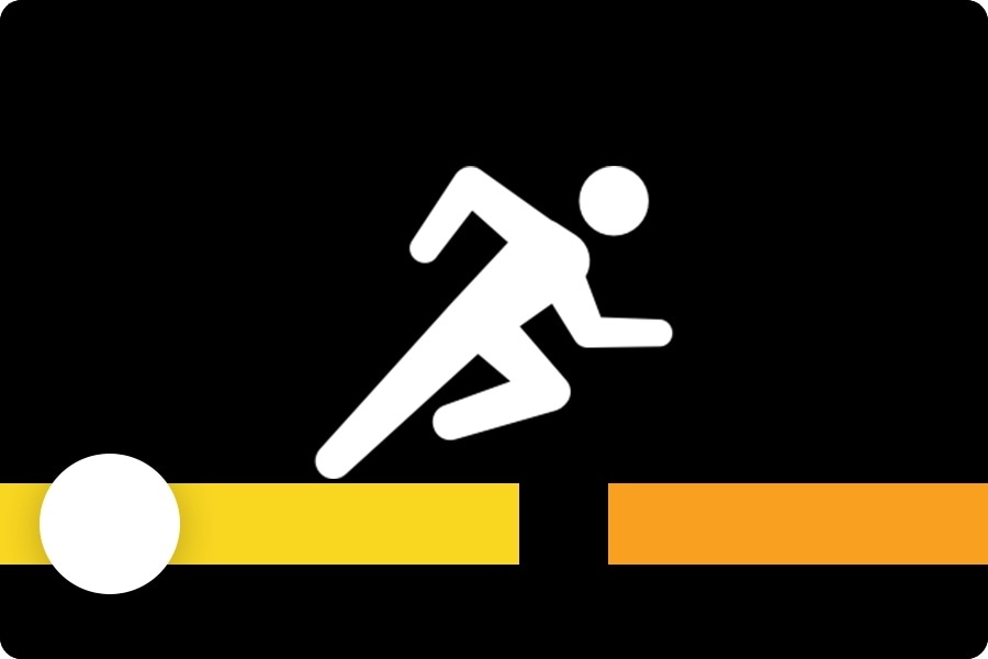 Un homme anim&eacute; traverse les barres de la zone de fr&eacute;quence cardiaque. Puis, zoom arri&egrave;re pour montrer une Galaxy Watch7 affichant le suivi de l&rsquo;entra&icirc;nement avec les fr&eacute;quences cardiaques moyennes, maximales et actuelles, ainsi que la zone de fr&eacute;quence cardiaque actuelle.