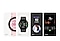 A pink gold Galaxy Watch FE with a pink stitch band is partially seen from the front, skewed to the right, with its watch face initially showing nothing. As it rotates to the right, the watch face displays the time and total steps on a pink interface.A black Galaxy Watch FE with a black stitch band is seen from the front. The watch face shows the time and body composition results, with a \"Measure\" button at the center-bottom of the screen.The sleep monitoring interface displays the duration of sleep, an overall sleep score of 80, and a sleep symbol animal, which in this case is a penguin