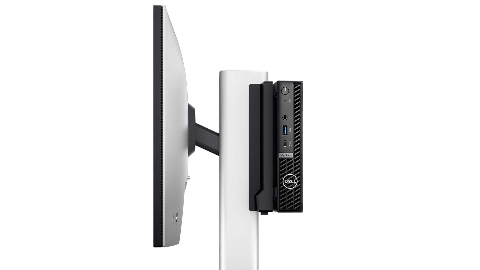 OptiPlex&nbsp;Micro reli&eacute; &agrave; l&rsquo;&eacute;cran gr&acirc;ce &agrave; l&rsquo;option de montage &eacute;volutive.