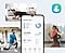 Le Galaxy A06 affichant l&rsquo;application Samsung Health, avec le nombre de pas et le score de sommeil. Des personnes effectuant diverses activit&eacute;s de fitness (gainage, &eacute;tirements et course &agrave; pied) sont pr&eacute;sent&eacute;es.