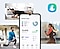 Le Galaxy A06 affichant l&rsquo;application Samsung Health, avec le nombre de pas et le score de sommeil. Des personnes effectuant diverses activit&eacute;s de fitness (gainage, &eacute;tirements et course &agrave; pied) sont pr&eacute;sent&eacute;es.