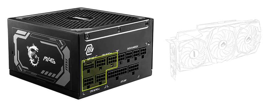 MSI MAG A1250GL PCIE5 avec Cartes graphiques MSI
