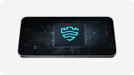 Un Galaxy S24 FE affiche le logo Samsung Knox &agrave; l&rsquo;&eacute;cran.
