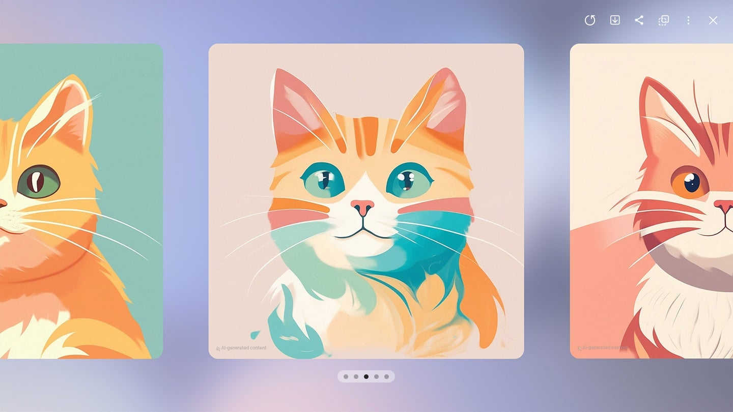 Un S Pen dessine la t&ecirc;te d&rsquo;un chat sur une Galaxy Tab S10. Une fois le bouton G&eacute;n&eacute;rer activ&eacute;, le croquis se transforme en diverses images g&eacute;n&eacute;r&eacute;es par l&rsquo;IA qui glissent vers la gauche de l&rsquo;&eacute;cran.