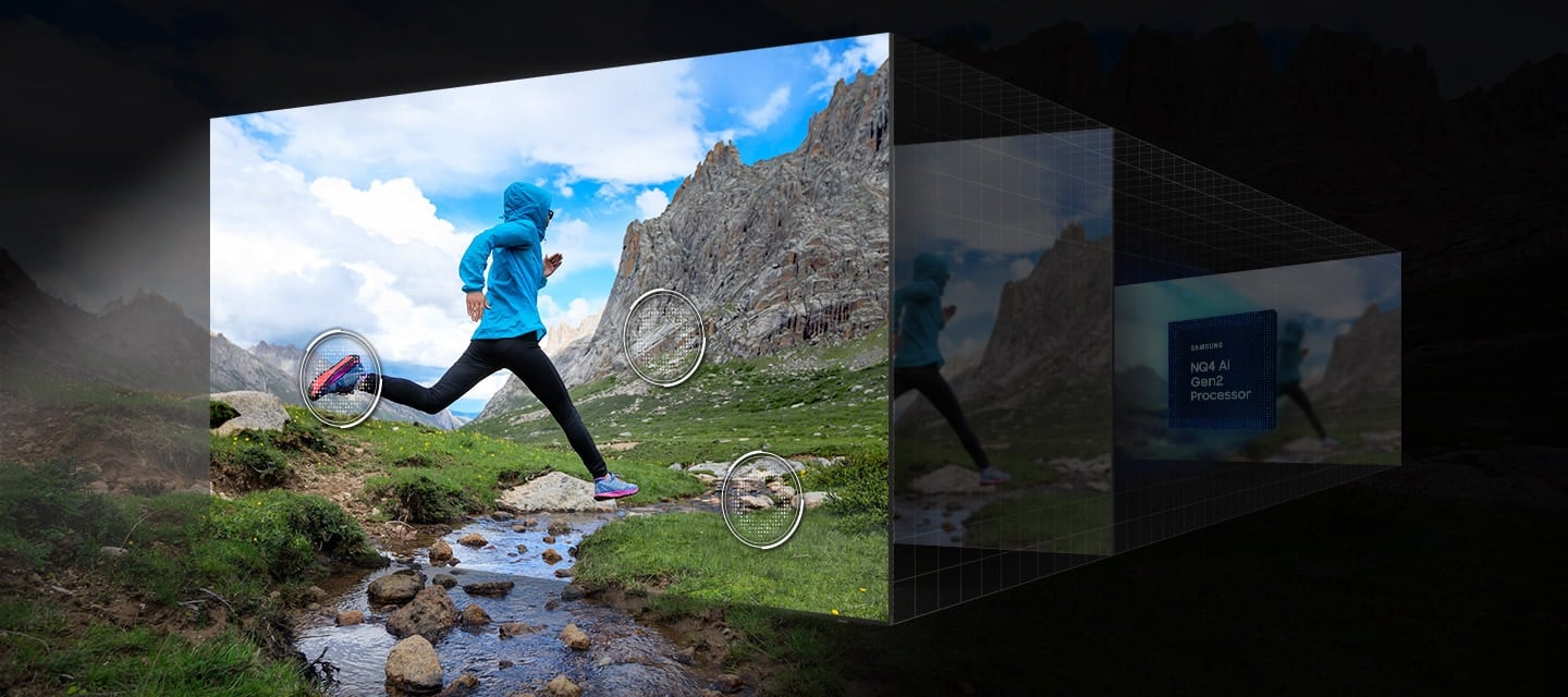 Notre technologie d&rsquo;AI Upscaling en 4K, aliment&eacute;e par 20&nbsp;r&eacute;seaux neuronaux, transforme le contenu en une r&eacute;solution similaire &agrave; la 4K.