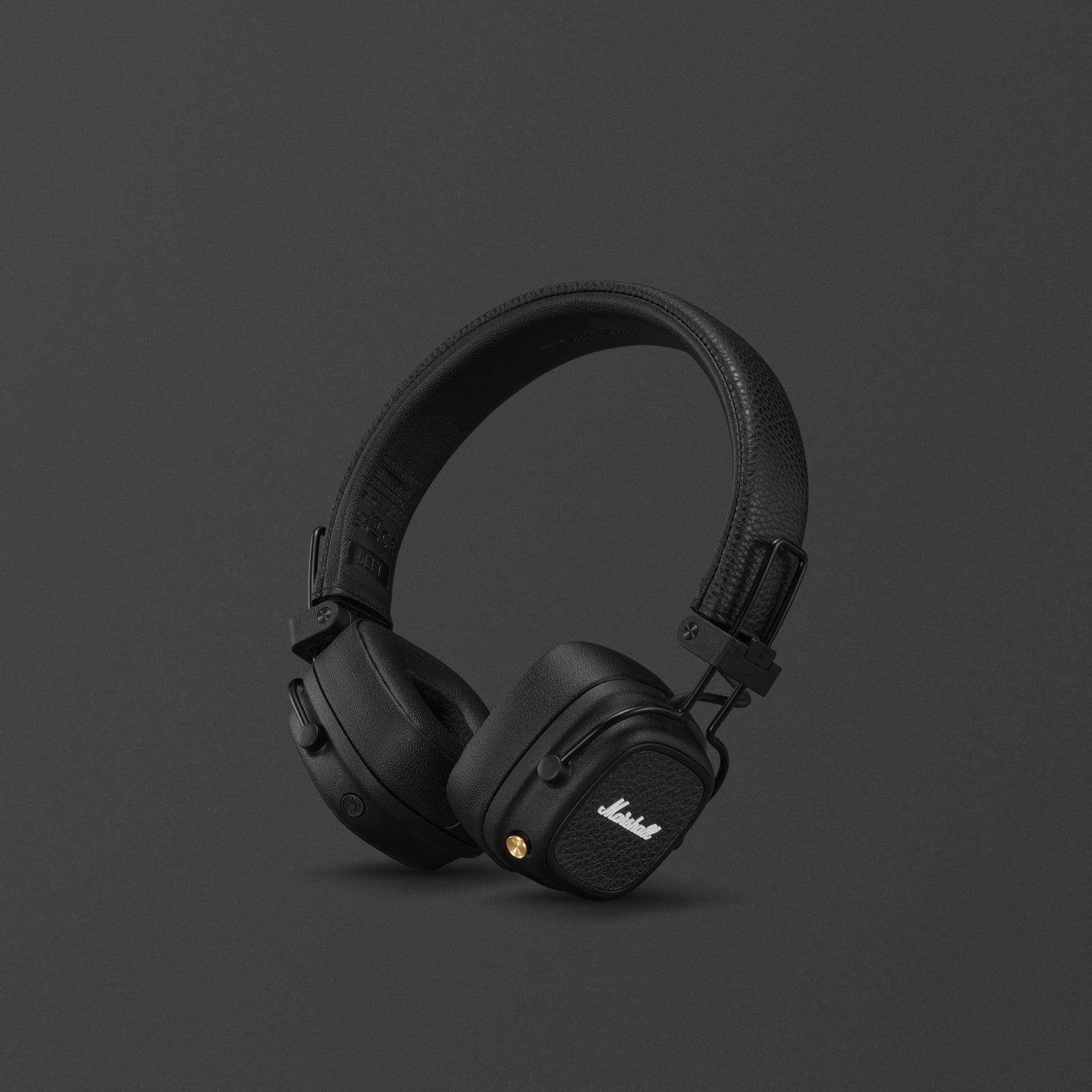 Major V Casque d'écoute Marshall noir sur fond gris.