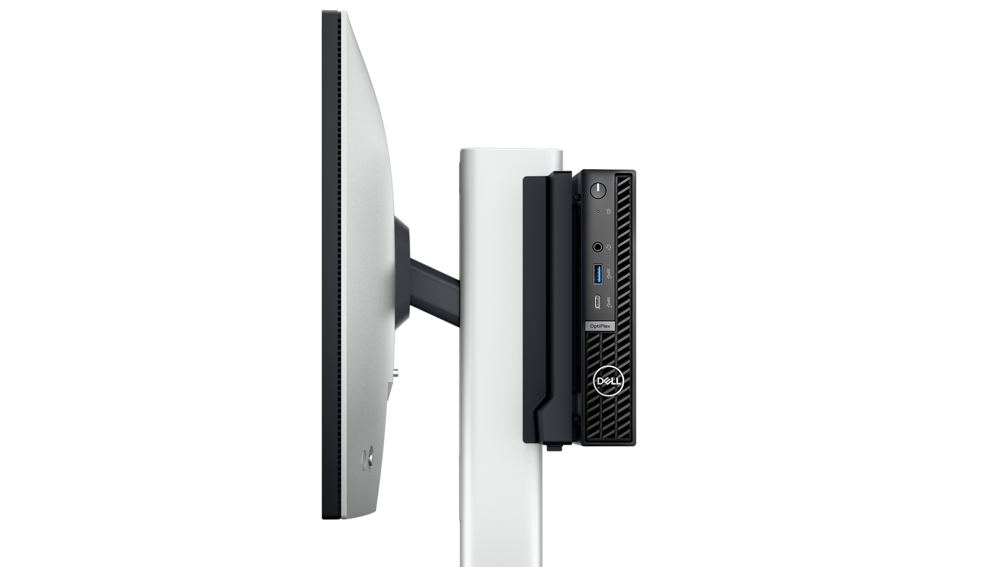 OptiPlex Micro relié à l’écran grâce à l’option de montage évolutive.