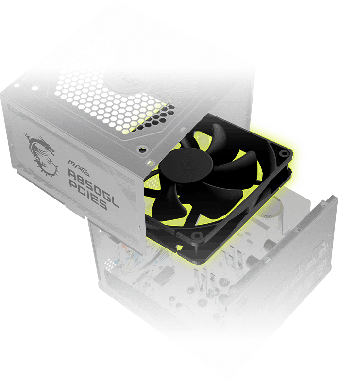 MSI MAG A850GL PCIE5 BLANC Roulement dynamique