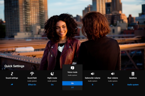Capture d'&eacute;cran de l'interface utilisateur des r&eacute;glages rapides sur une TV BRAVIA