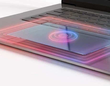 Le clavier de l’ordinateur portable Lenovo ThinkPad X9 14 Aura Edition est doté d’un TrackPad haptique en verre, d’une course des touches plus serrée et d’un retour tactile plus précis.