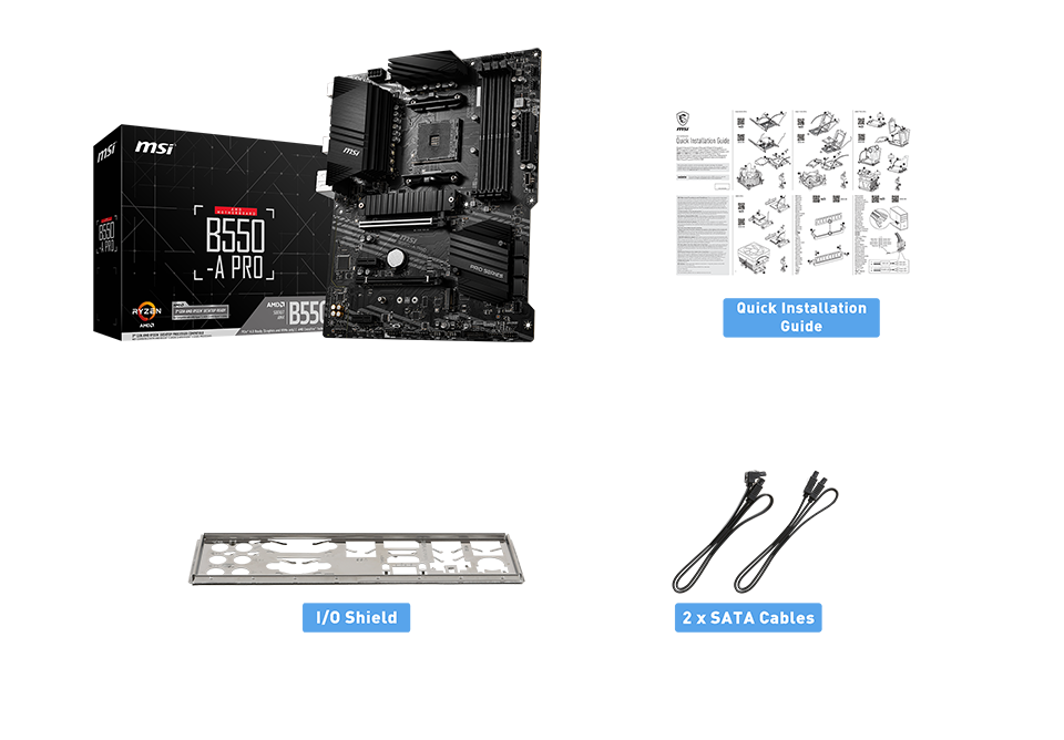 MSI B550-A PRO box content