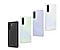 Four Galaxy A36 5G devices tilted in different directions showing the rear view. The device on the far left and second from the right are tilted toward the right. The device on the far right and second from the left are tilted toward the left.