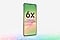 Galaxy A56 5G in a slightly tilted front view. Text 6x OS Upgrades is onscreen. Chipset-like design is at the bottom.