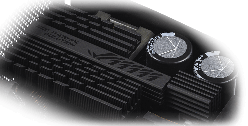 Gros plan sur les dissipateurs ROG