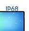 Galaxy Tab S10 FE+ shown with water droplets on the screen to highlight the IP68-rated water and dust resistance.