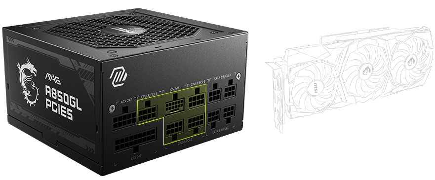 MSI MAG A850GL PCIE5 with MSI Graphic Cards