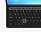 Vue de face du clavier du Book Cover Keyboard Slim, avec les touches de fonction mises en &eacute;vidence. Une touche est mise en &eacute;vidence pour souligner sa grande taille.