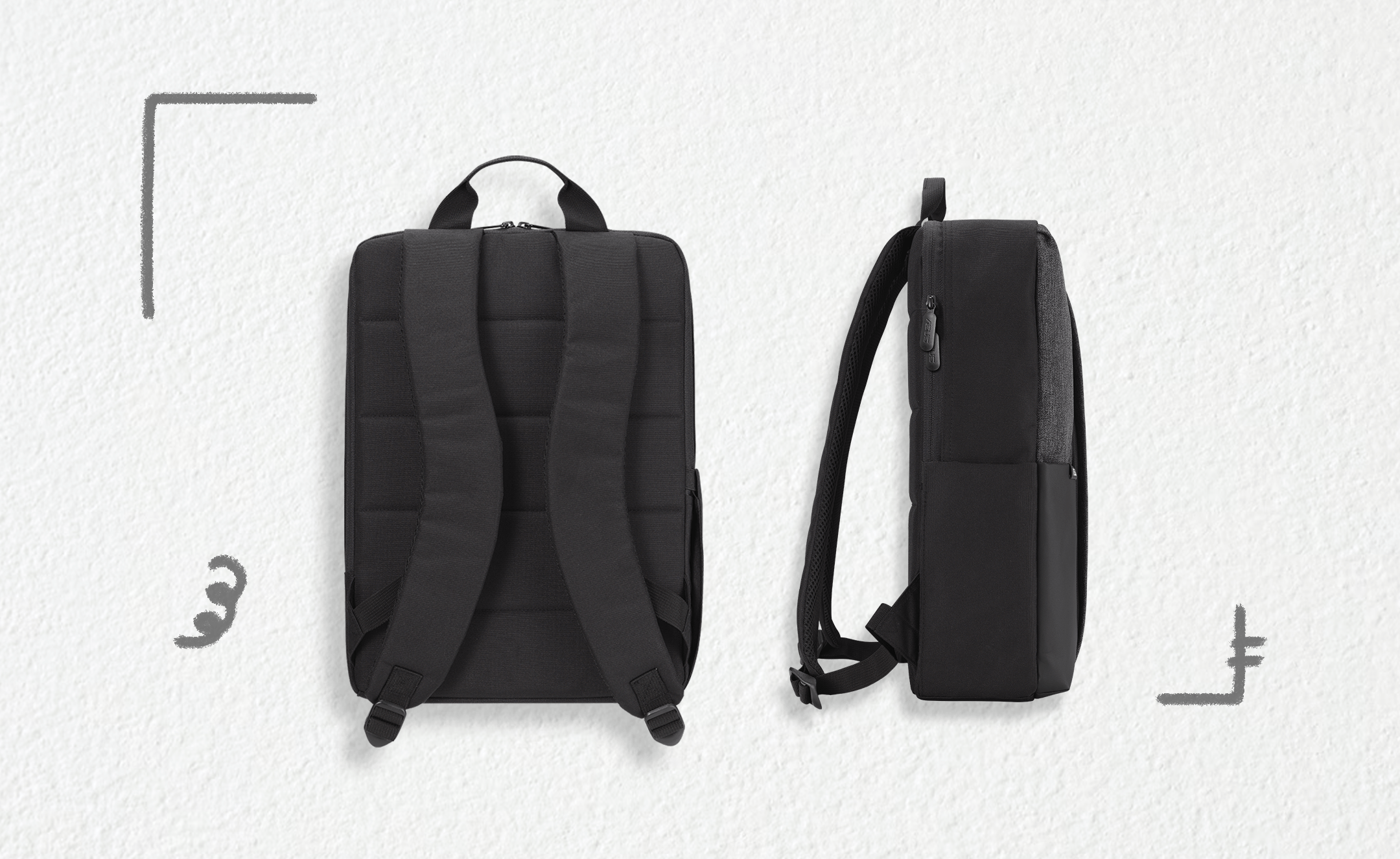Les vues avant et lat&eacute;rales du sac &agrave; dos ASUS AP4600.