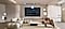 TV in living room shows SmartThings screen. SmartThings and Matter logos. Icons appear over the connected devices. Zoom in on TV shows SmartThings in different rooms. Focus on light&rsquo;s status. It goes from Off to On. Blind goes from Off to Opened. Zoom out to show TV displaying smart home info.