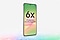 Galaxy A56 5G in a slightly tilted front view. Text 6x OS Upgrades is onscreen. Chipset-like design is at the bottom.