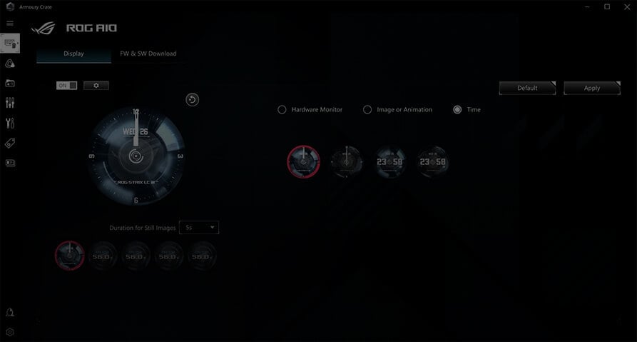 The UI screenshot of Armoury Crate