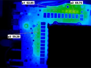 Situation thermique de la ROG Crosshair X870E Hero avec le ventilateur VRM utilisé.