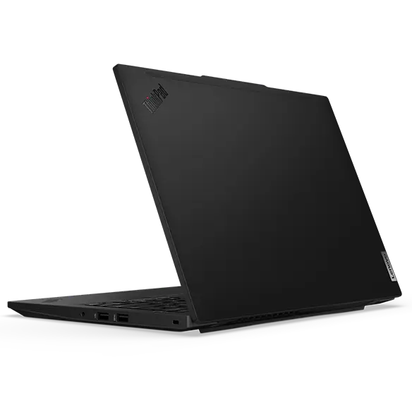 Ordinateur portable Lenovo ThinkPad L14 Gen 6 (Intel 14 pouces) : vue arrière droite, capot partiellement ouvert