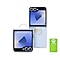 De deux téléphones Galaxy Z Flip6 orientés vers l’avant avec l’étui transparent installé. Un téléphone est complètement plié. L’autre téléphone est entièrement ouvert. L’étui épouse la silhouette élégante du téléphone et présente également l’anneau pour transport facile.