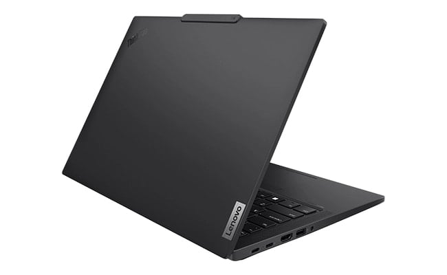 Deux ports USB-C Thunderbolt 4 sur la gauche facilitent la charge des appareils et celle de l'ordinateur portable Lenovo ThinkPad T14 Gen 6.