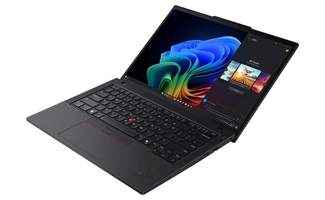 La charnière de l'ordinateur portable Lenovo ThinkPad T14 Gen 6 vous permet d'ouvrir l'appareil à tout angle, et jusqu'à 180 degrés lorsqu'il est posé à plat.