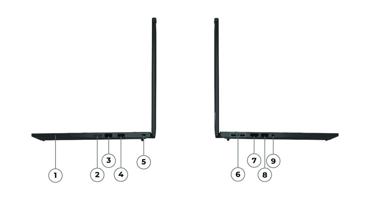 Avec 4&nbsp;ports USB, une prise HDMI, une prise audio, Ethernet (r&eacute;seau local), un lecteur de carte &agrave; puce et une carte nano SIM en option, l'ordinateur portable Lenovo ThinkPad T14 Gen 6 offre une multitude de ports.