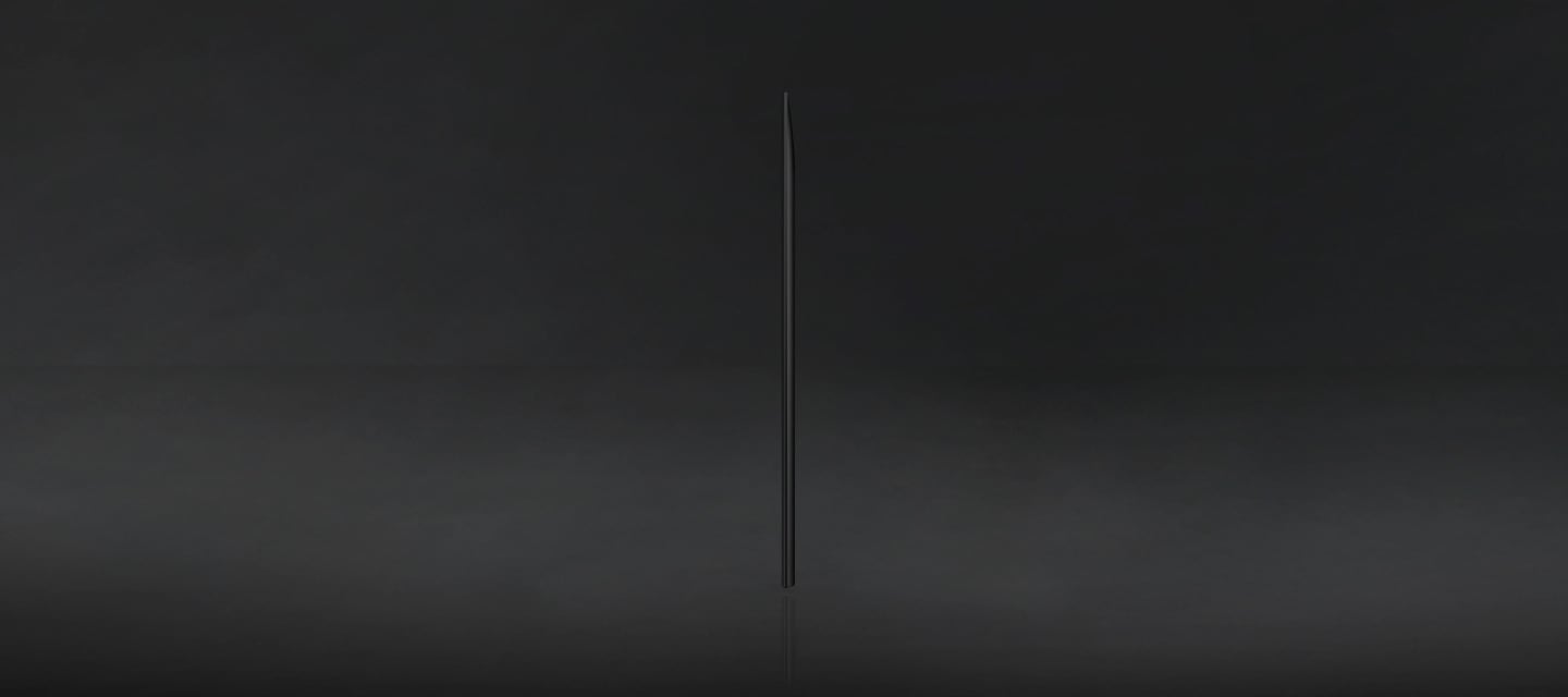 Profile view of QLED TV is on display to shows its ultra slim design.