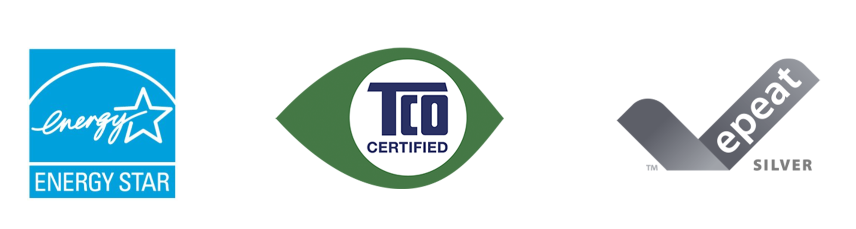 Epeat Silver, ENERGY STAR, TCO CERTIFIED logos