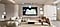 TV in living room shows SmartThings screen. SmartThings and Matter logos. Icons appear over the connected devices. Zoom in on TV shows SmartThings in different rooms. Focus on light&rsquo;s status. It goes from Off to On. Blind goes from Off to Opened. Zoom out to show TV displaying smart home info.