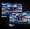 Two screens show a rider driving on a motorcycle. FreeSync OFF shows a choppier image than AMD FreeSync ON Premium Pro.