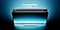 Front view of a Galaxy Tab S11 Ultra device placed horizontally and slightly tilted with a blue wallpaper. Behind it, another Galaxy Tab S11 Ultra shows the rear side with the camera and Samsung logo visible. An S Pen lies flat in front of the devices. Text at the top reads Galaxy Tab S11 Ultra, Galaxy AI.