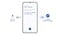 A one-way speech bubble icon representing Listening Mode. A Samsung Galaxy device with Interpreter open showing the French source text, immediately followed by the English interpretation. The English interpretation shows Hello everyone. on one line. The next line shows I'm Louis, your guide for today's tour. in written text.