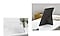White Book Cover encasing Galaxy Tab S11 standing in landscape mode with a stand on the back folded into a triangular shape. Another Tab S11 with black Book Cover on, standing in portrait mode to highlight stable, hands-free viewing both vertically and horizontally.