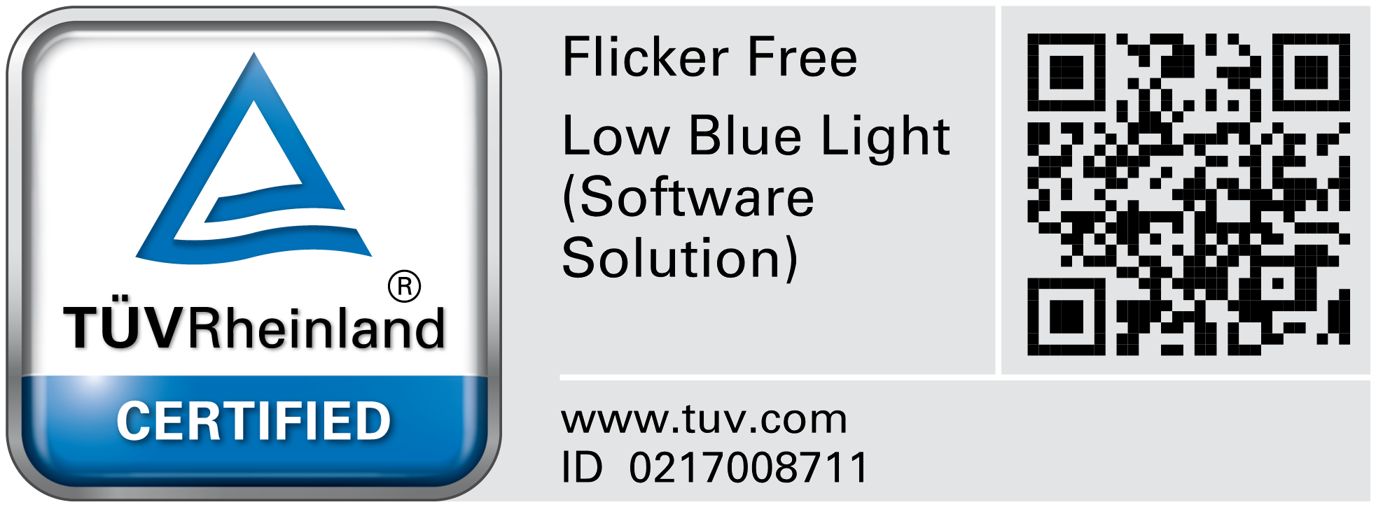 Technologies Flicker-free et Low Blue Light certifi&eacute;es par T&Uuml;V Rheinland