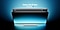Front view of a Galaxy Tab S11 Ultra device placed horizontally and slightly tilted with a blue wallpaper. Behind it, another Galaxy Tab S11 Ultra shows the rear side with the camera and Samsung logo visible. An S Pen lies flat in front of the devices. Text at the top reads Galaxy Tab S11 Ultra, Galaxy AI.