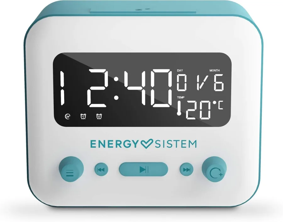 Enceinte-réveil Bluetooth Energy Sistem Clock Speaker 2 Sky Blue