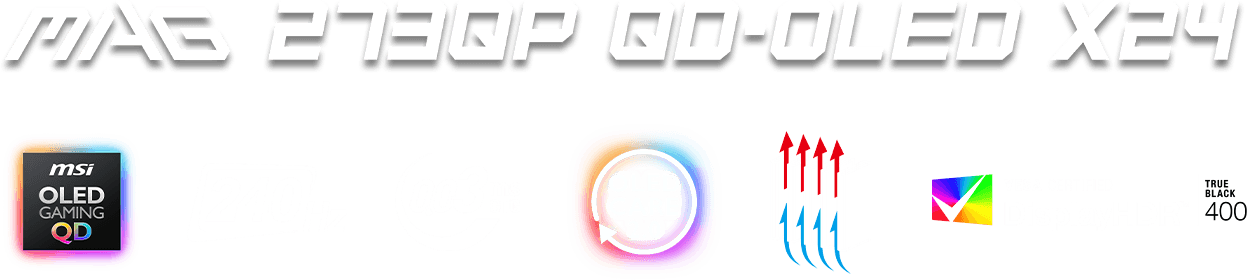 MAG 271QP QD-OLED X24 Title and feature icons