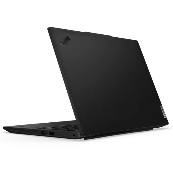 Ordinateur portable Lenovo ThinkPad L14 Gen 6 (Intel 14 pouces) : vue arrière droite, capot partiellement ouvert
