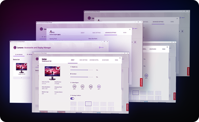 Capture d'écran de l'image de l'interface utilisateur de Lenovo Artery (Lenovo Accessories and Display Manager).