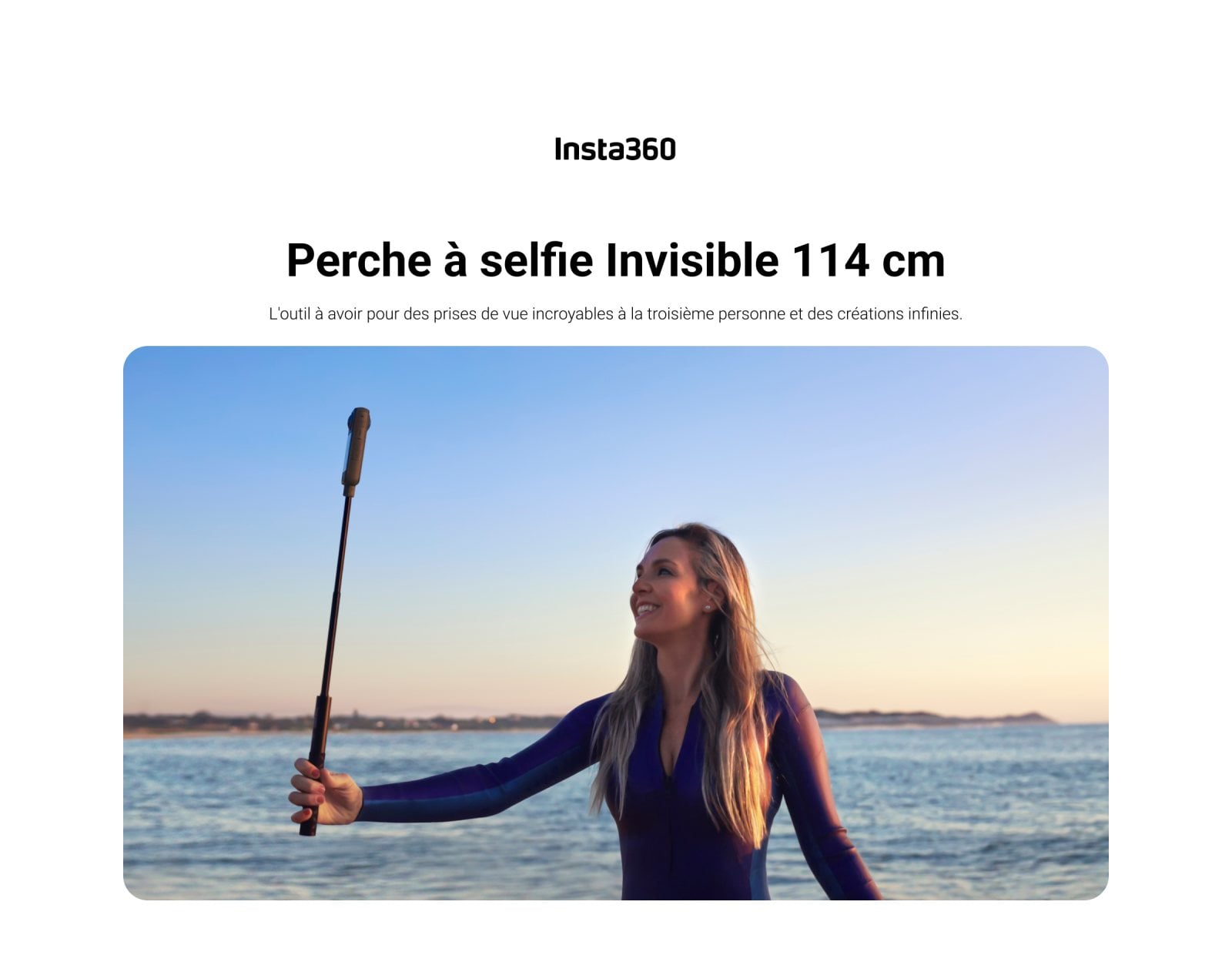Perche à selfie invisible Insta360 114 cm