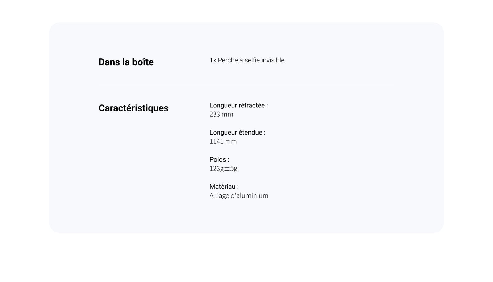 Perche à selfie invisible repliée